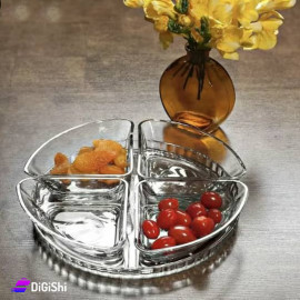 طقم صحون زجاجي 4 قطع مع قاعدة