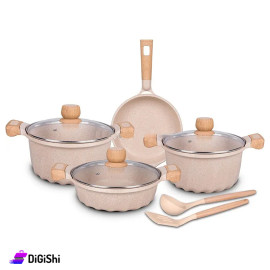 طقم غرانيت MGC مكون من 9 قطع لون بيج
