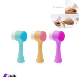 Dual-Headed Facial Cleansing and Exfoliating Brush Silicone Head and Soft Bristle Head