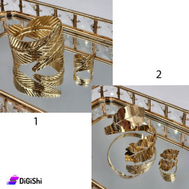 Women's Leaves Bracelet and Ring Set Gold