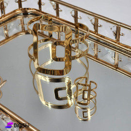 Women's Rectangles Bracelet and Ring Set Gold