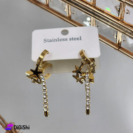 Women's Star Shape with Strass Earring Gold