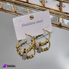 Women's Circle Shape with Strass Earring Gold