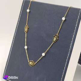 Women's Soft Necklace with Palm Pendant Gold Colored