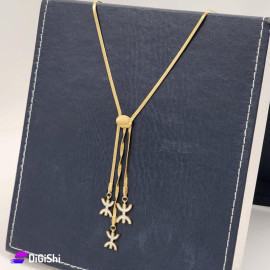 Women's Soft Necklace with Three Pendants Gold Color