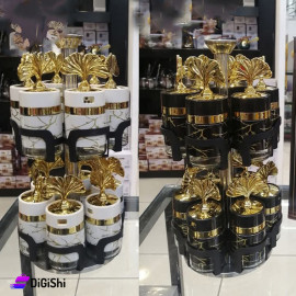 Dazzling Marble Pattern set with Rotating Stand Consisting of 12 pieces