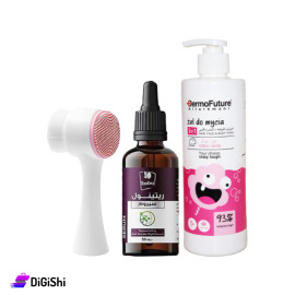 Skin Package Consisting of Wash and Night Serum and Dual-Headed Brush