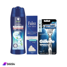 باكج للرجال مكون من شامبو ومعجون حلاقة وشفرة حلاقة Gillette