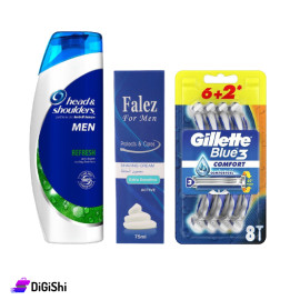 باكج للرجال مكون من شامبو ومعجون حلاقة ومجموعة شفرات Gillette