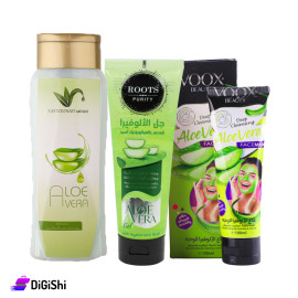 Aloe Vera Package Consisting of Mask and Shampoo and Gel for Face and Body