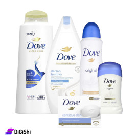 باكج DOVE مكون من ديودوران وستيك مضاد تعرق وجل استحمام وصابون وشامبو