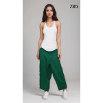 Zara Womens Green Below-Knee Wide Leg Pants Zara Womens Green Below-Knee Wide Leg Pants