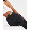 Topshop Womens Black Petite Worn Jeans ANF2326