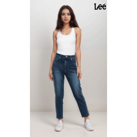 Lee 411 Womens Blue Comfort Tapered High-Rise Jeans 