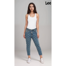 Lee 411 Womens Blue High Rise Comfort Tapered Jeans  