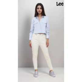 Lee 413 Womens White Mom Regular Jeans 