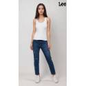 Lee 421 Womens Blue Slim Straight High-Rise Jeans 