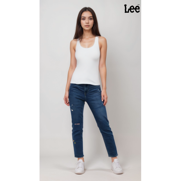 Lee 421 Womens Blue Slim Straight High-Rise Jeans Lee 421 Womens Blue Slim Straight High-Rise Jeans