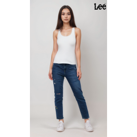 Lee 421 Womens Blue Slim Straight High-Rise Jeans 