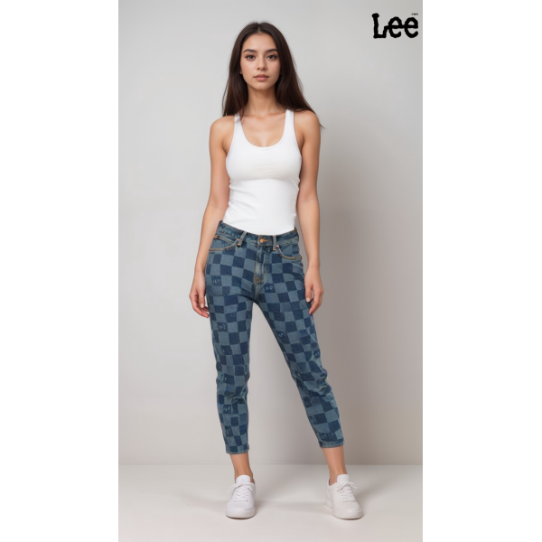 Lee 422 Womens Blue High-Rise Regular Straight Jeans 
