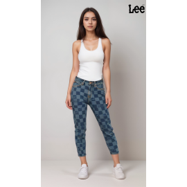 Lee 422 Womens Blue High-Rise Regular Straight Jeans 