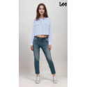 Lee Womens Blue 401  Regular Tapered Mid-Rise Jeans 