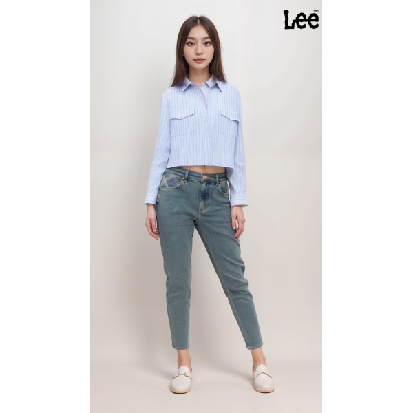 Lee Womens Blue 403 Regular Tapered High-Rise Jeans 