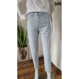 Lee Womens Blue High-Rise Regular Tapered Mom Jeans 