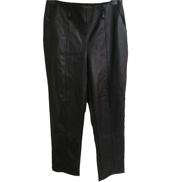 I.N.C Womens Black Leather High-Rise Straight Leg Pants I.N.C Womens Black Leather High-Rise Straight Leg Pants