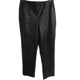 I.N.C Womens Black Leather High-Rise Straight Leg Pants 