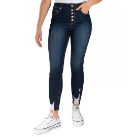 Indigo Rein Womens Dark Blue Curvy High Rise Skinny Ankle Jeans 