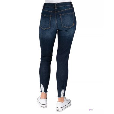 Indigo Rein Womens Dark Blue Curvy High Rise Skinny Ankle Jeans 