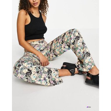 Collusion Womens Multicolor Satin Trouser ANF2447