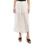 BCX Womens White Linear Tie-Front Gauze Cropped Pants BCX Womens White Linear Tie-Front Gauze Cropped Pants