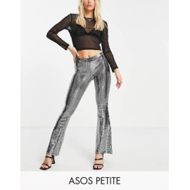 Asos Design Womens Silver Slim Flare Trouser ANF3214