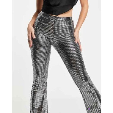 Asos Design Womens Silver Slim Flare Trouser ANF3214