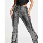 Asos Design Womens Silver Slim Flare Trouser ANF3214