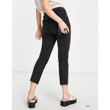Asos Design Womens Washed Black Jeans ANF2915