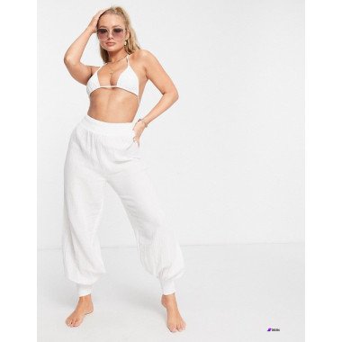 Asos Design Womens White Beach Trouser ANF2353