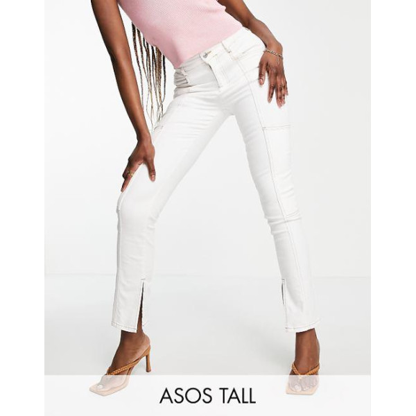 Asos Design Womens White Sassy Cigarette Split Front Pants ANF2397