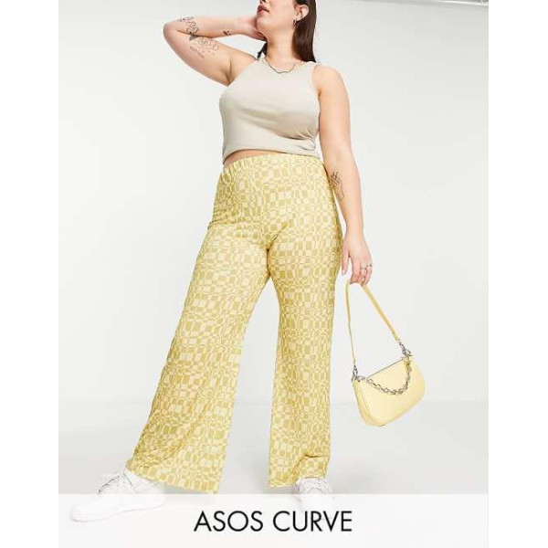 Asos Design Womens Yellow Wide Leg Trouser ANF3371 Asos Design Womens Yellow Wide Leg Trouser ANF3371
