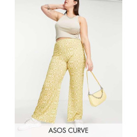 Asos Design Womens Yellow Wide Leg Trouser ANF3371