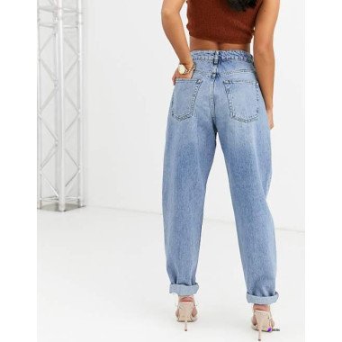 Asos Design Womens Blue High Rise Mom Jeans ANF2302