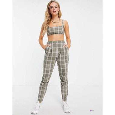 ASOS DESIGN  Womens Khaki Trouser 101245014   AMF116