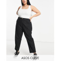 Asos Design Womens Black Curve Linen Cigarette Trouser ANF2336