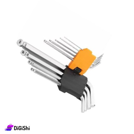 TOLSEN 20053  9PCS BALL POINT LONG ARM HEX KEY SET