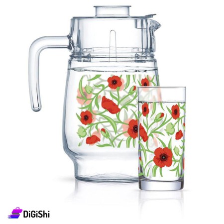 Jug Set With Glasses Luminarc Fresh Blooms
