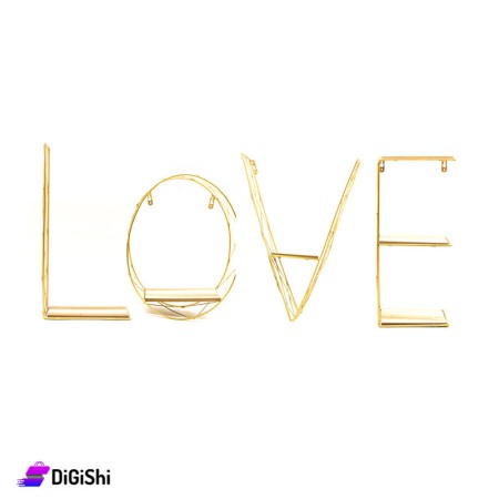 أرفف حائط ذهبية - Love