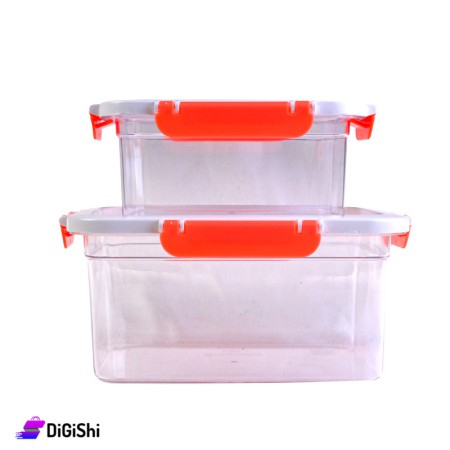 Rainbow Rectangle Plastic Large Bowls Set - Orange