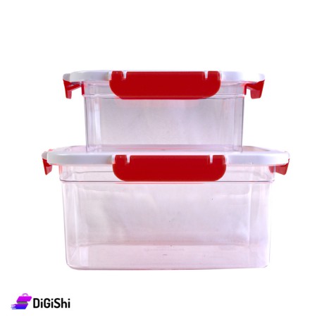 Rainbow Rectangle Plastic Large Bowls Set - Red